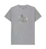 Athletic Grey Organic Men's Cat and Dog in Floral Wreath T-shirt