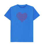 Bright Blue Organic Men's Animal Footprint Heart T-shirt