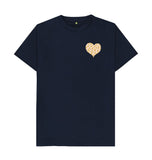 Navy Blue Organic Men's Animal Print Heart T-shirt