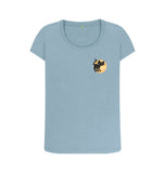 Stone Blue Organic Ladies Scoop Neck Black Cat T-shirt