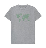 Athletic Grey Organic Men's Green Animal Footprint World Map T-shirt
