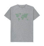 Athletic Grey Organic Men's Green Animal Footprint World Map T-shirt