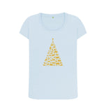 Sky Blue Ladies Animal Tree Christmas T-shirt