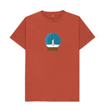 Rust Mens Penguin snow globe Christmas T-shirt