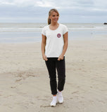 Organic Ladies Scoop Neck Dog in Pink Circle T-shirt
