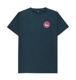Denim Blue Organic Men's Dog in Pink Circle T-shirt