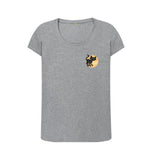 Athletic Grey Organic Ladies Scoop Neck Black Cat T-shirt