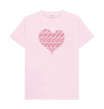 Pink Organic Men's Animal Footprint Heart T-shirt