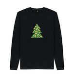 Black Mens Animal print Christmas tree Jumper