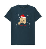 Denim Blue Mens Santa Paws Christmas T-shirts