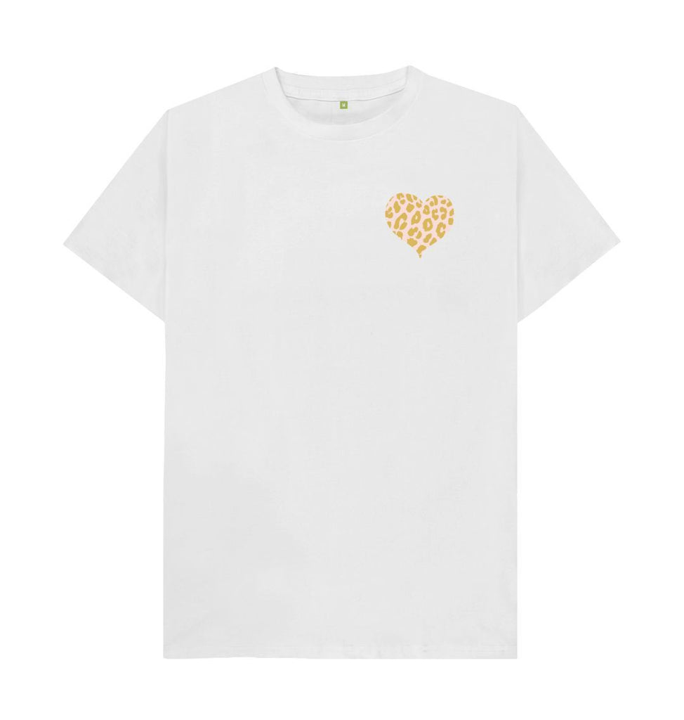 White Organic Men's Animal Print Heart T-shirt