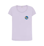 Violet Organic Ladies scoop neck Dog in blue circle T-shirt