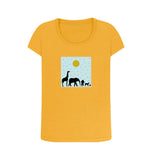Mustard Organic Ladies Scoop Neck Animal T-shirt