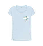 Sky Blue Organic Ladies Scoop Neck Geometric Elephant T-shirt
