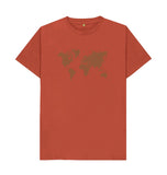 Rust Organic Men's Green Animal Footprint World Map T-shirt