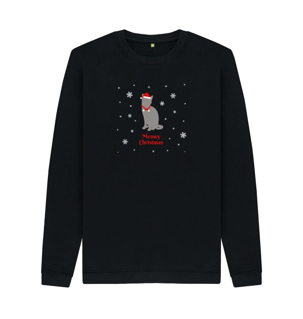 Black Mens Meowy Christmas Jumper
