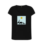 Black Organic Ladies Scoop Neck Animal T-shirt