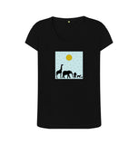 Black Organic Ladies Scoop Neck Animal T-shirt