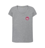 Athletic Grey Organic Ladies Scoop Neck Dog in Pink Circle T-shirt
