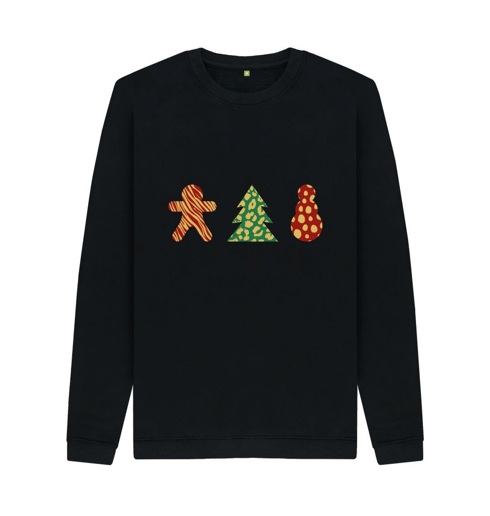 Black Mens Animal print Christmas Jumper