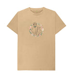 Sand Organic Men's Cat and Dog in Floral Wreath T-shirt