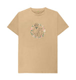 Sand Organic Men's Cat and Dog in Floral Wreath T-shirt