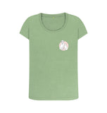 Sage Organic Ladies Scoop Neck Cat and Dog with Pink Flowers T-shirt