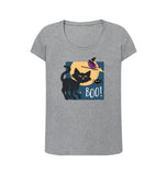 Athletic Grey Organic Ladies Scoop Neck Halloween Cat T-shirt