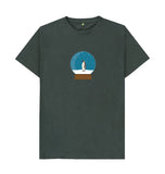 Dark Grey Mens Penguin snow globe Christmas T-shirt