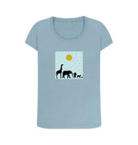 Stone Blue Organic Ladies Scoop Neck Animal T-shirt