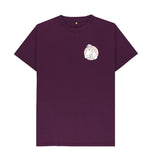 Purple Organic Men's Cat and Dog with Pink Flowers T-shirt