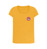 Mustard Organic Ladies Scoop Neck Dog in Pink Circle T-shirt