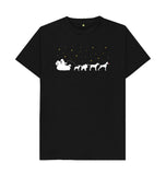 Black Mens Dogs pulling Santa's sleigh Christmas T-shirt