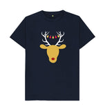 Navy Blue Mens Reindeer Christmas T-shirt
