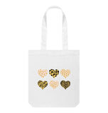 White Animal Print Hearts Tote Bag