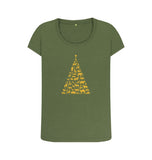 Khaki Ladies Animal Tree Christmas T-shirt