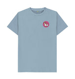 Stone Blue Organic Men's Dog in Pink Circle T-shirt