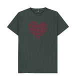 Dark Grey Organic Men's Animal Footprint Heart T-shirt