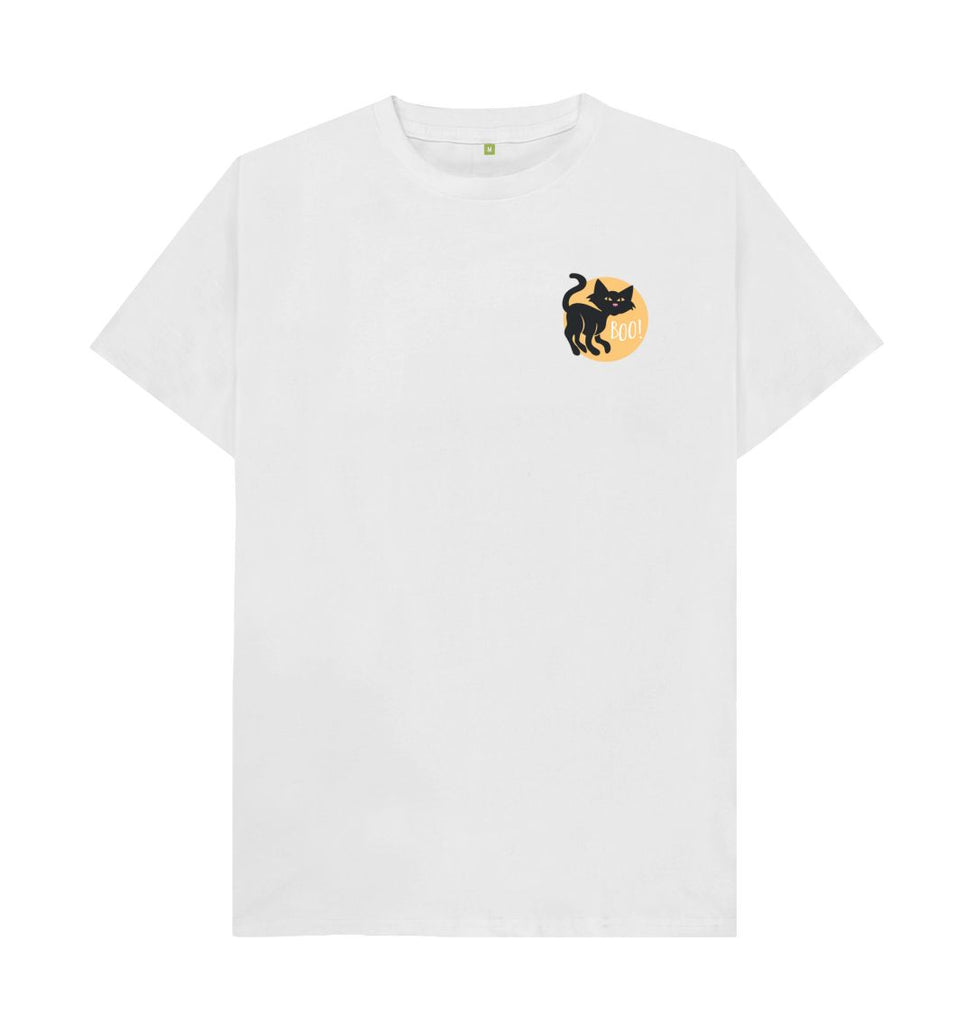 White Organic Men's Black Cat T-shirt
