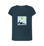 Denim Blue Organic Ladies Scoop Neck Animal T-shirt