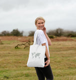 Animal Footprint  Map Tote Bag