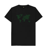 Black Organic Men's Green Animal Footprint World Map T-shirt
