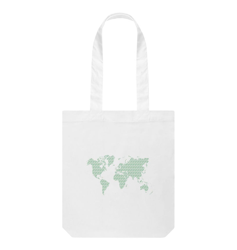 White Animal Footprint  Map Tote Bag