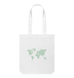 White Animal Footprint  Map Tote Bag