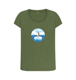 Khaki Organic Ladies Scoop Neck Penguin T-shirt