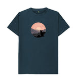 Denim Blue Organic Men's  Cat in Sunset T-shirt