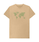 Sand Organic Men's Green Animal Footprint World Map T-shirt