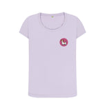Violet Organic Ladies Scoop Neck Dog in Pink Circle T-shirt