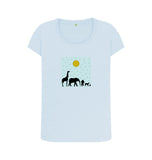 Sky Blue Organic Ladies Scoop Neck Animal T-shirt