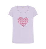 Violet Organic Ladies Scoop Neck Animal Footprint Heart T-shirt